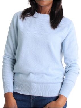 Lemonwood 100% Cashmere Crewneck Sweater Luxury Light Blue Size Medium